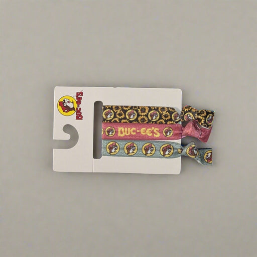 Buc-ee’s 3-pack elastic hair ties with sunflower and logo