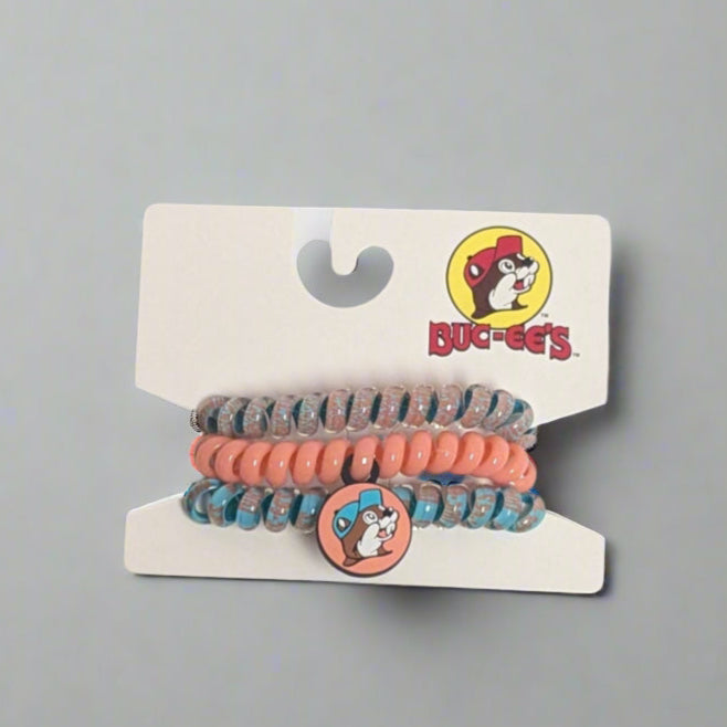 Buc-ee's Telephone Cord Hair Tie. 3 different spring color hair ties. 