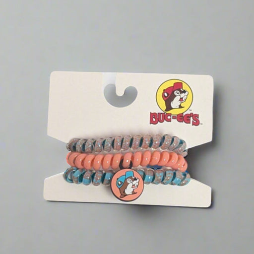 Buc-ee's Telephone Cord Hair Tie. 3 different spring color hair ties. 