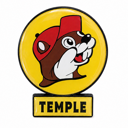 Buc-ee's Temple Lollipop Sign Magnet on a classic white background. 