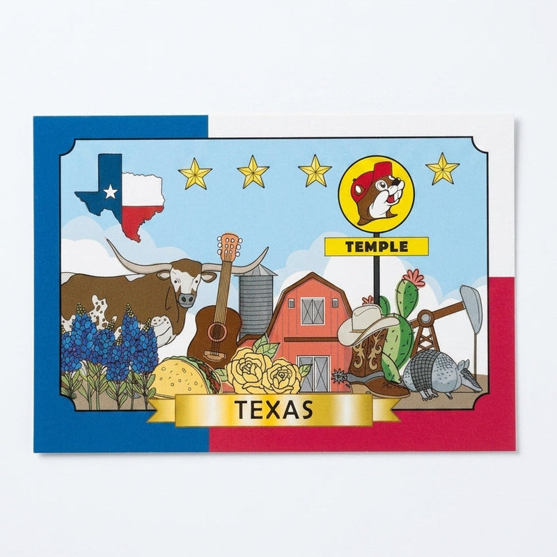 Buc-ee's Temple Postcard on a white background.