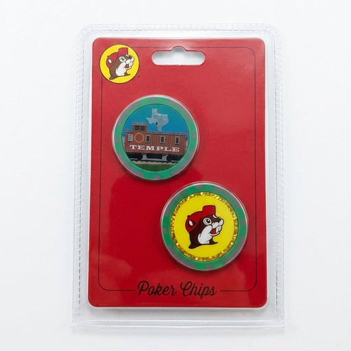 Buc-ee's Temple Store Poker Chips white background.