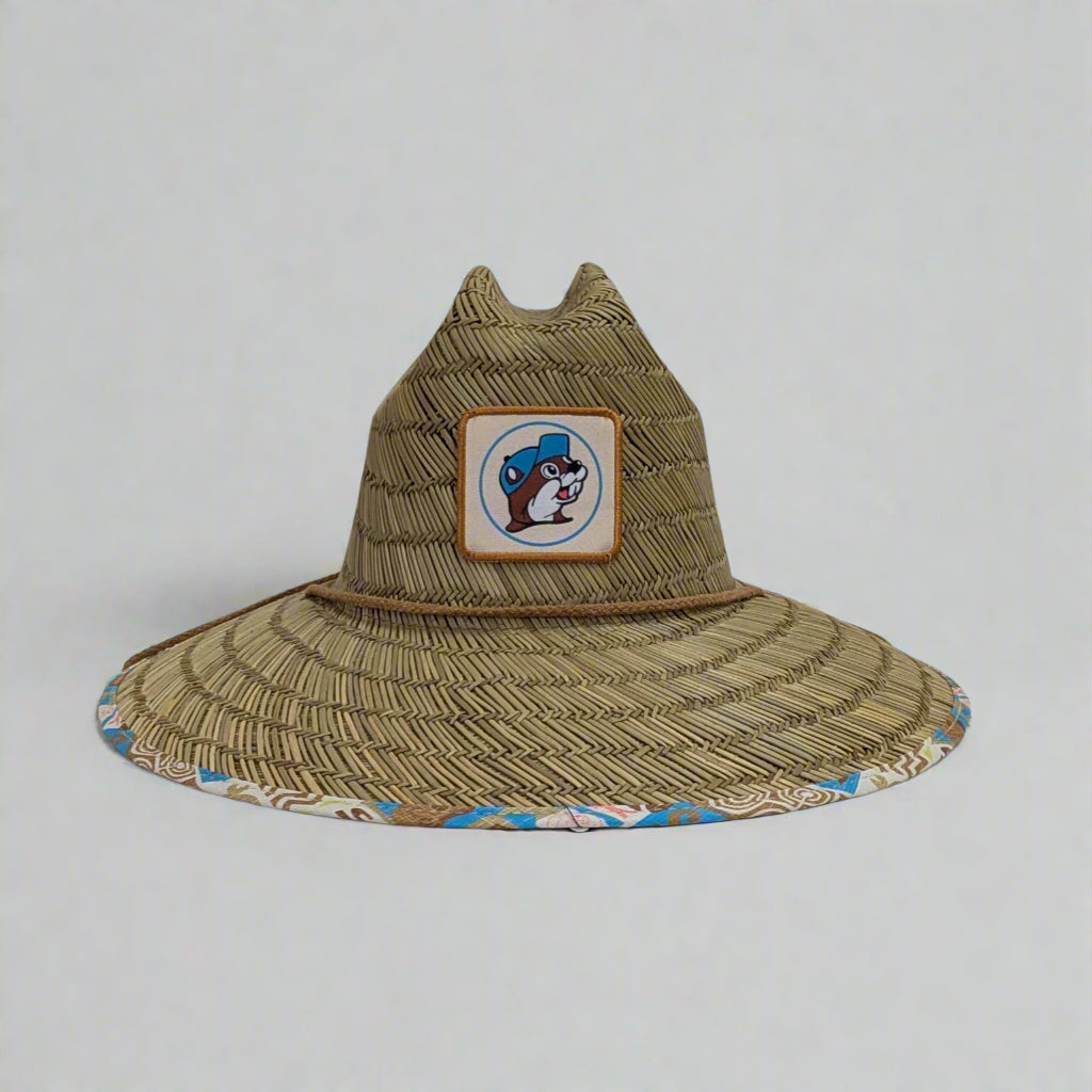 Buc-ee's Tiki Lifeguard Hat with Tiki style with lifeguard texture hat. 