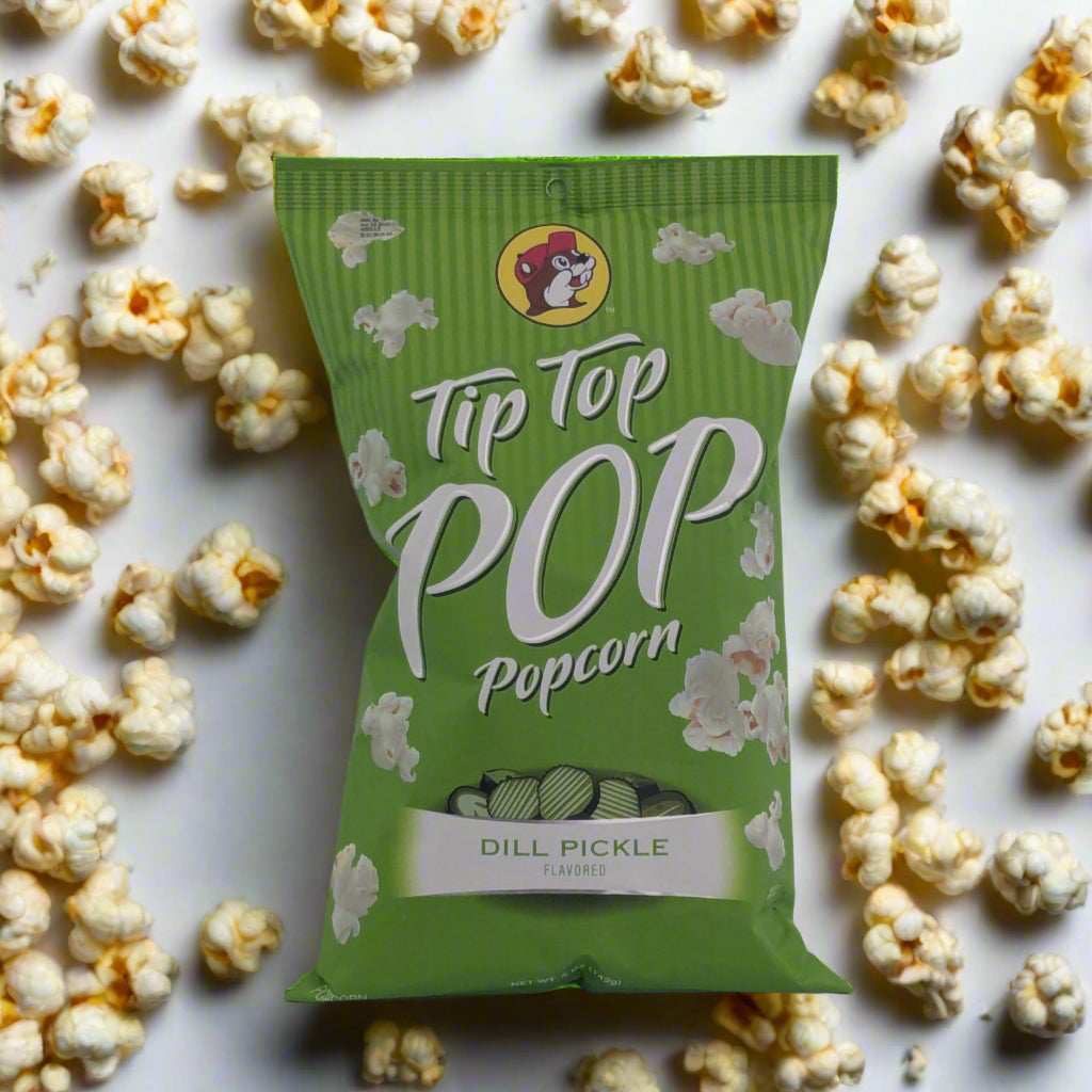 Buc-ee's Tip Top Popcorn dill pickle flavor.