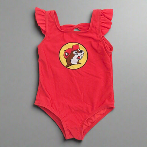 Buc-ee's Toddler Girls Red Logo One Piece Swim Suit