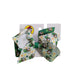 A Buc-ee's St. Patrick's Day small hair bow with a vibrant white to green ombre base covered in a pattern of Buc-ee the beaver wearing a leprechaun hat, lucky shamrocks, and gold accents, displayed on a clean white background.