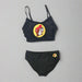 Buc-ee's Women's Black Logo Swim Suit Set. With a top and a bottom with the Buc-ee's Logo on them. 