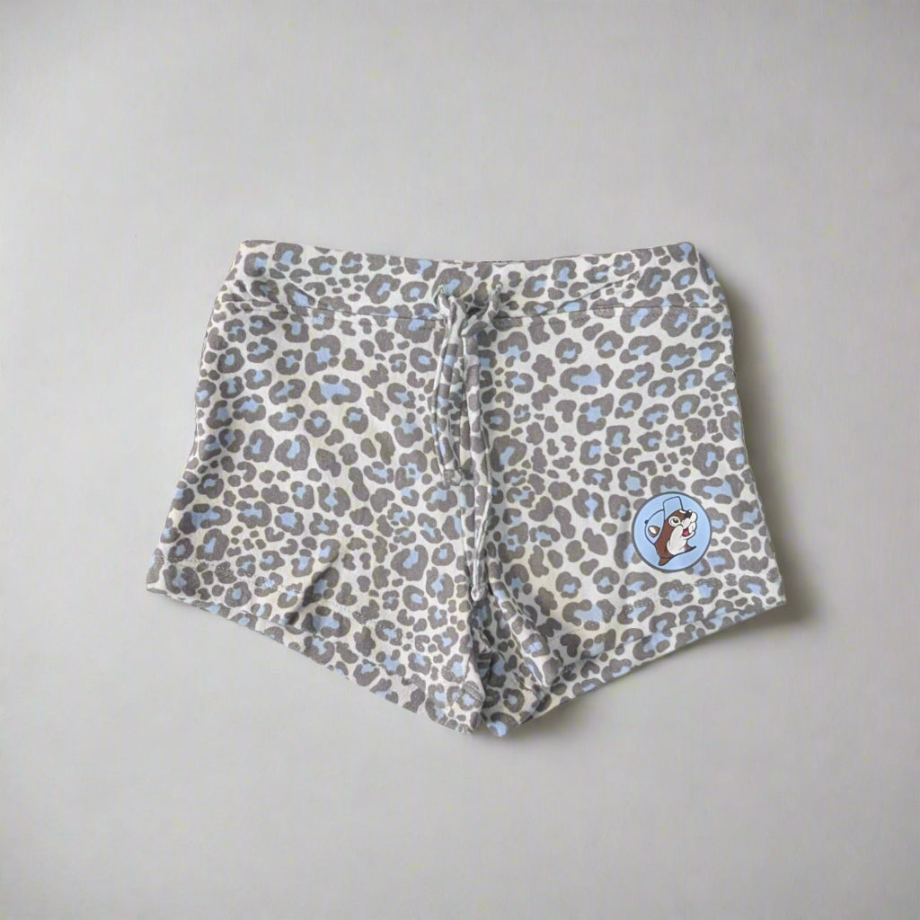 Buc-ee's Leopard Lounge Shorts | Gray Leopard Print with Patch
