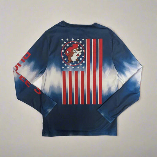 Buc-ee's Youth Long Sleeve Blue American Flag Shirt
