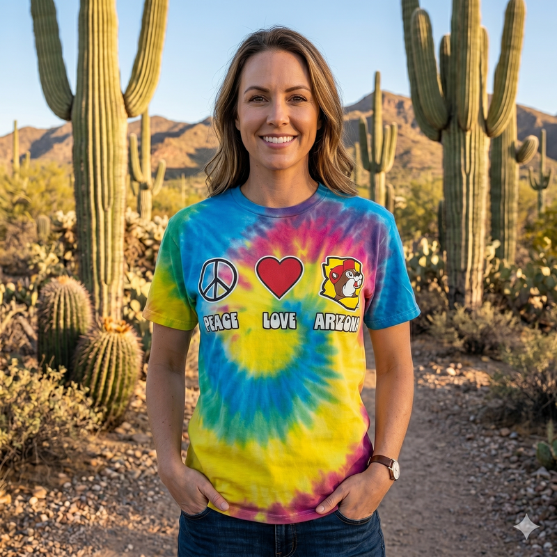Buc-ee's Tie Dye Peace, Love, Arizona T-Shirt