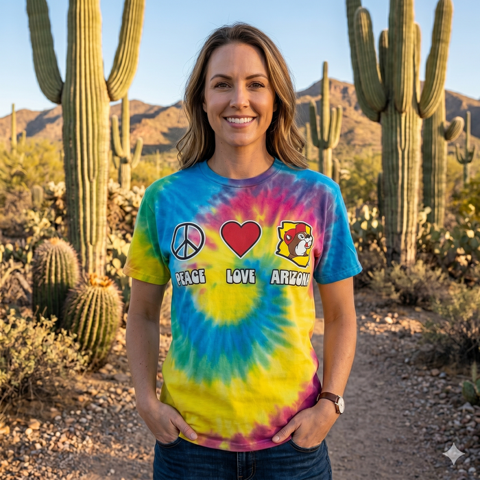 Buc-ee's Tie Dye Peace, Love, Arizona T-Shirt