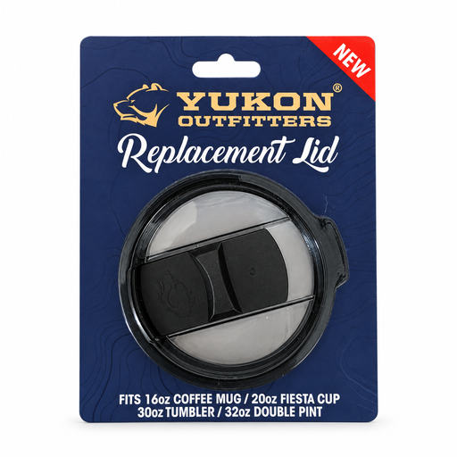 Buc-ee's Yukon Outfitters replacement lid with black slider for 16 oz mugs, 20 oz Fiesta cups, 30 oz tumblers, and 32 oz double pints