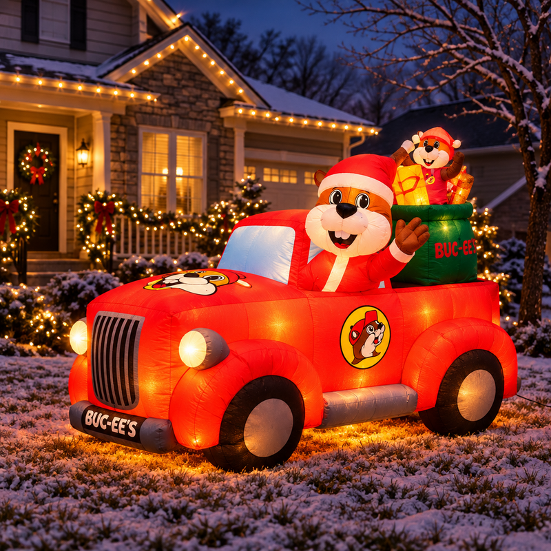 Buc-ee's Santa in a Truck Yard Inflatable