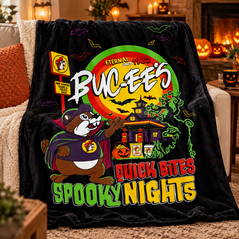 Buc-ee's Halloween "Quick Bites Spooky Nights" Blanket