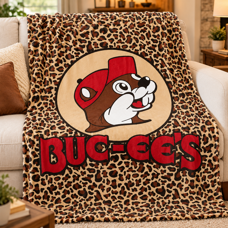 Buc-ee's Red Leopard Blanket