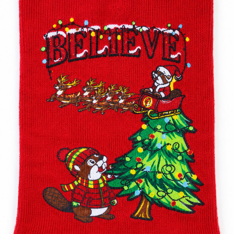 Buc-ee's Christmas Adult Crew Socks - Red