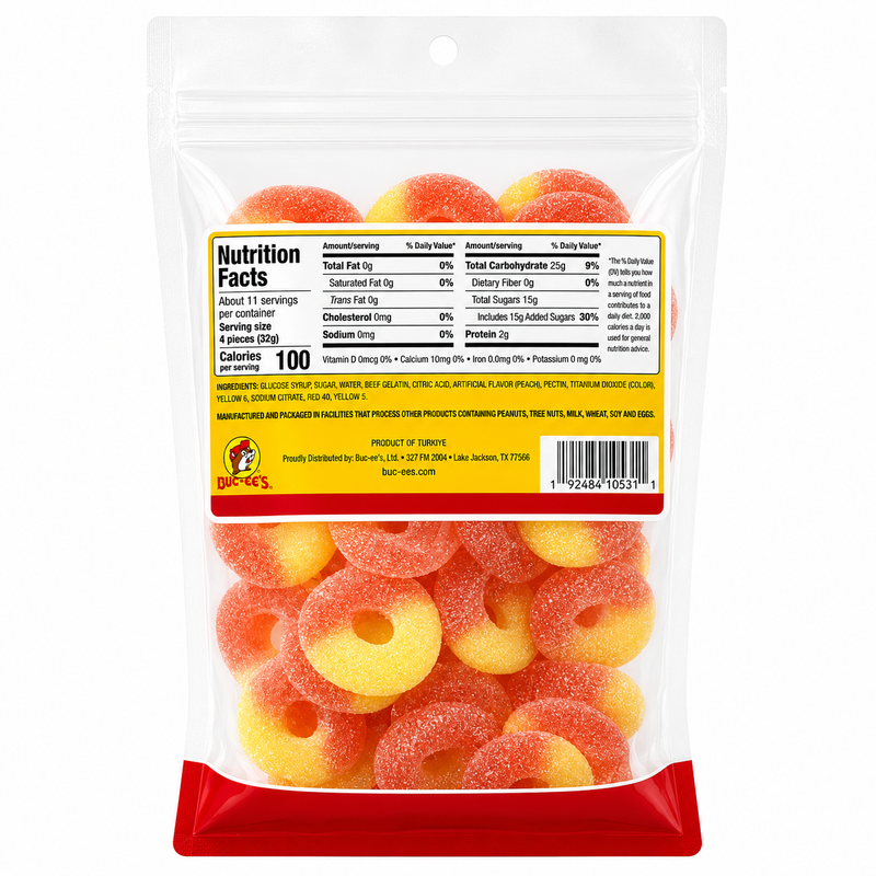 Buc-ee's Peach Gummi Rings