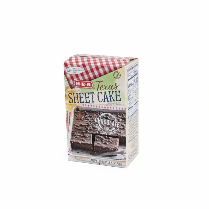H-E-B Texas Sheet Cake packaging on a white background