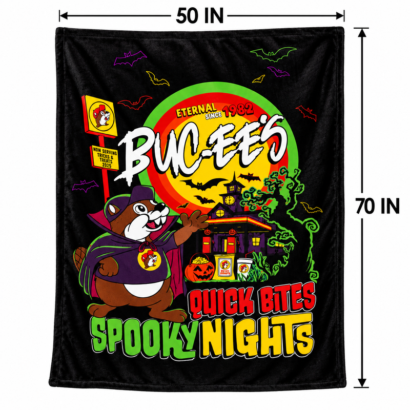 Buc-ee's Halloween "Quick Bites Spooky Nights" Blanket