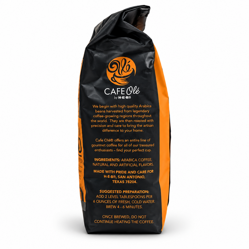 Side of the Cafe Olé Houston Blend whole bean coffee bag