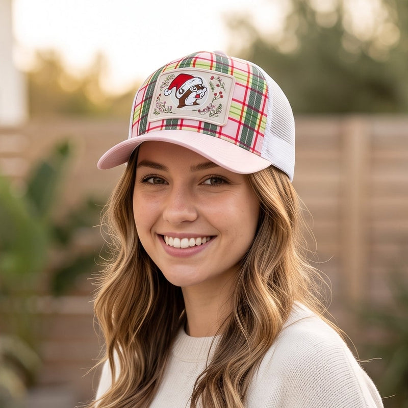 Buc-ee's Christmas Pink Plaid Hat