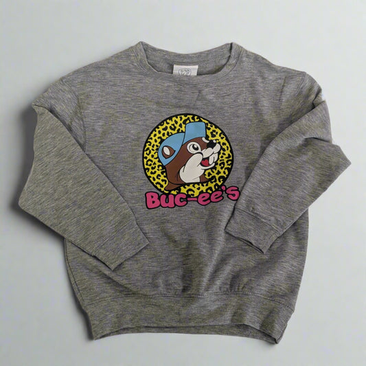 Buc-ee's Sweatshirt Cheetah Print Logo - Youth