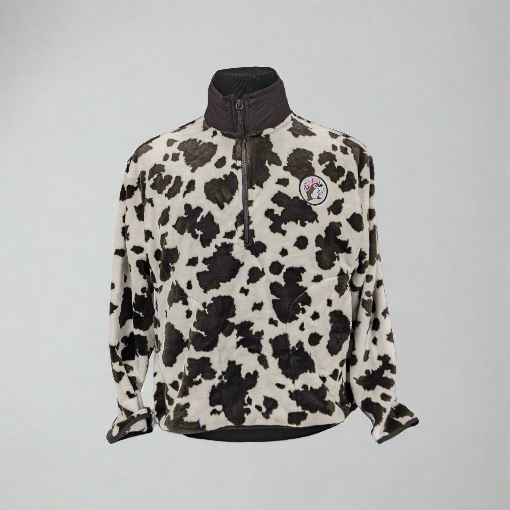 Buc-ee's Cow Print Quarter-Zip Pullover