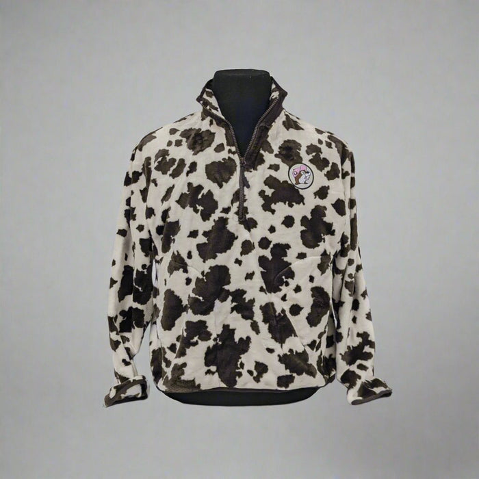 Buc-ee's Cow Print Quarter-Zip Pullover