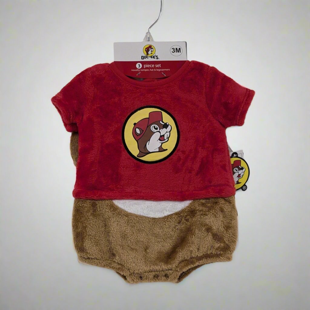 Buc-ee's Infant Beaver Onesie Set with Hat and Socks - 3 Piece Set