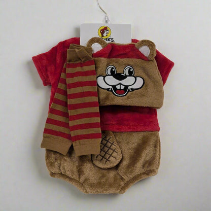 Buc-ee's Infant Beaver Onesie Set with Hat and Socks - 3 Piece Set