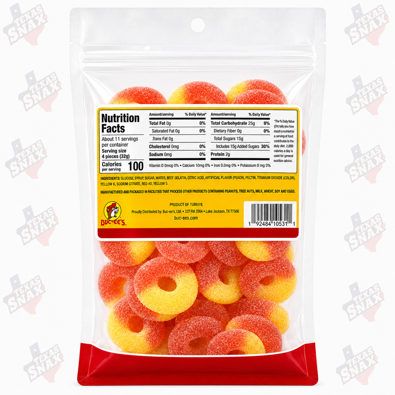 Buc-ee's Peach Gummi Rings