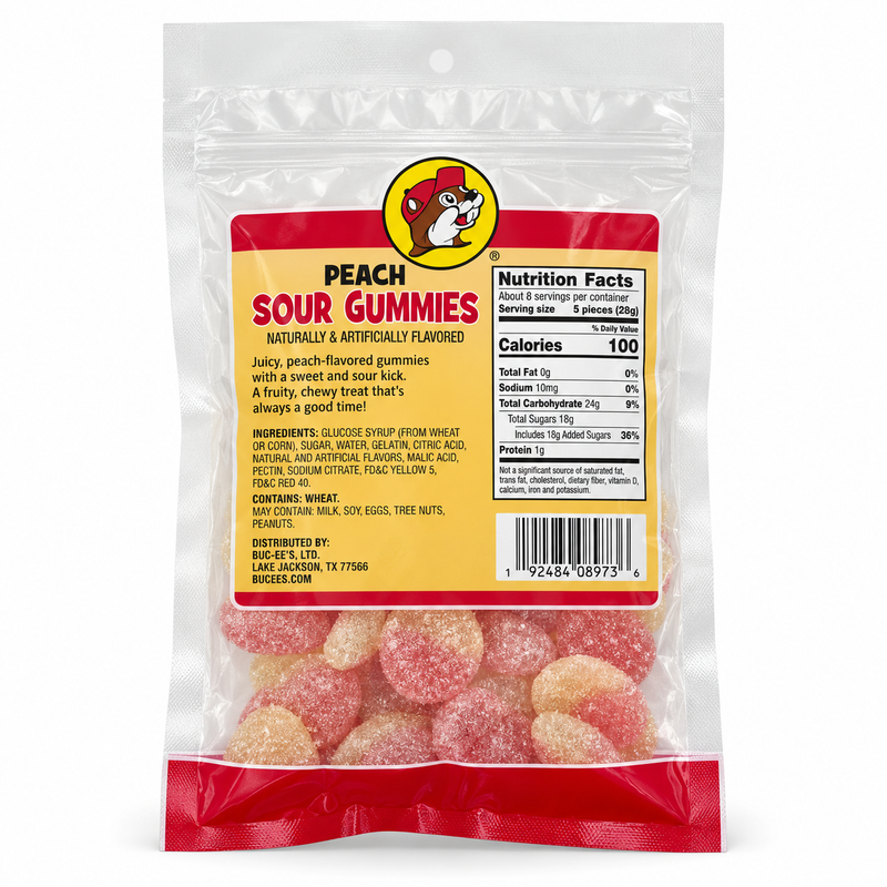 Buc-ee's Peach Sour Gummies