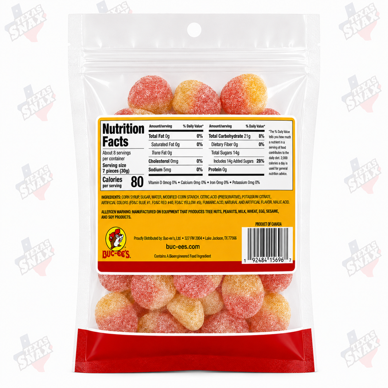 Buc-ee's Peach Sour Gummies
