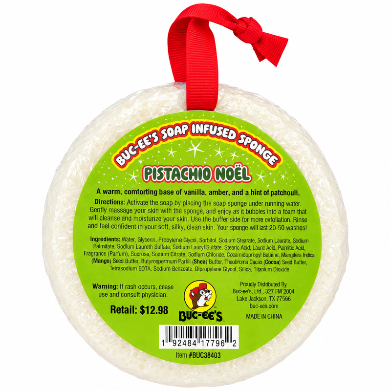 Buc-ee's Christmas Soap Pistachio Noel Infused Sponge