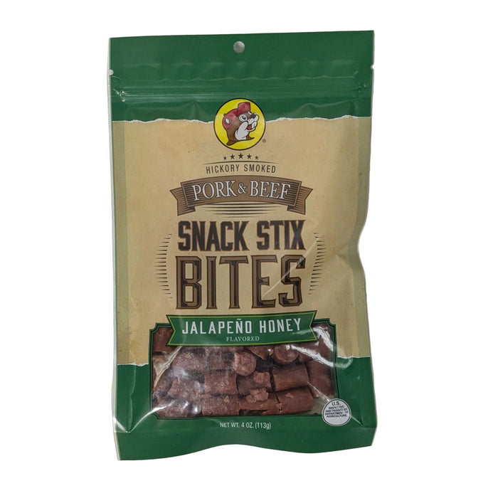 Bag of Pork and Beef Snack Stix Bites Jalapeno Honey