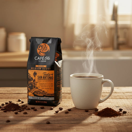 Cafe Ole coffee bag on a white surface