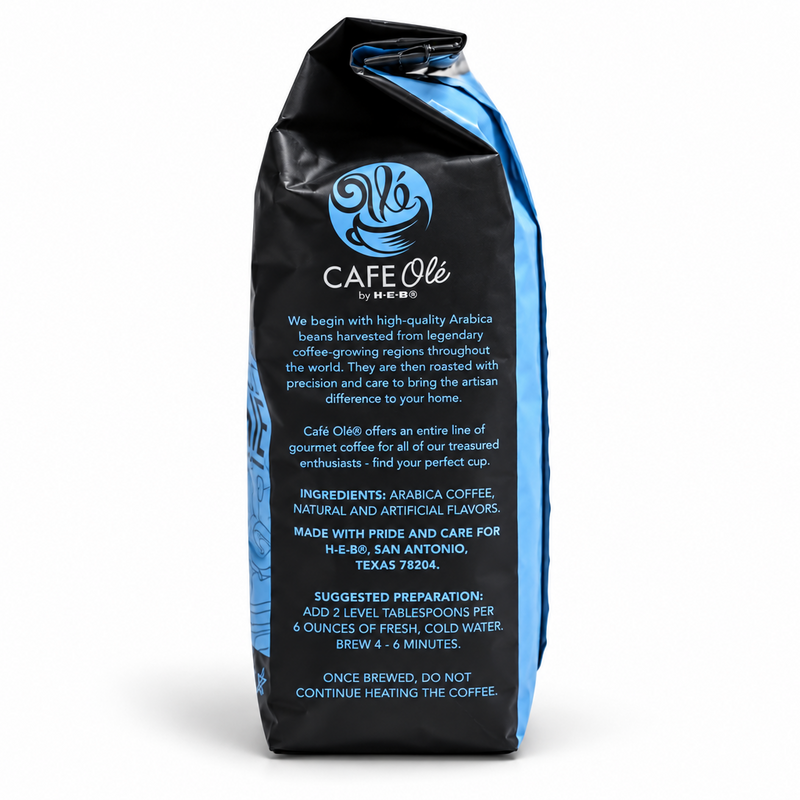Side of the Cafe Olé Snickernut Cookie whole bean coffee bag