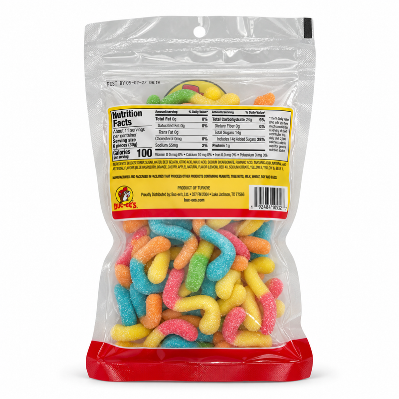 Buc-ee's Sour Neon Gummi Worms