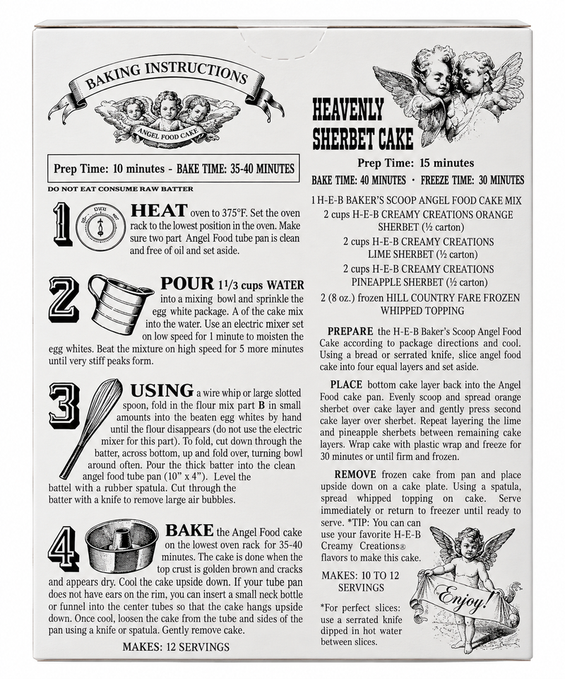 H-E-B The Baker's Scoop Premium Angel Food Cake Mix
