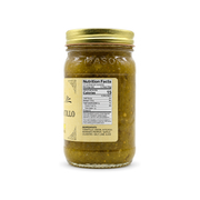 Side of the Buc-ee's Avocado Tomatillo Salsa jar showing the nutrition facts label