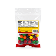 Buc-ee's Assorted Sours candy in a 12 oz clear bag, filled with red, orange, yellow, green, and dark purple sour candy balls