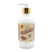Buc-ee's Glazed Pecans Hand & Body Lotion in an 8 fl oz frosted white pump bottle with gold collar and pecan label art