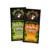 Buc-ee's Halloween Ghoulish Green and Pumpkin Spice hot chocolate packets