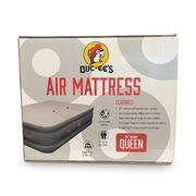 Buc-ee’s Queen Air Mattress box features side listing built-in pump, antimicrobial surface, storage bag, and 650 lb capacity