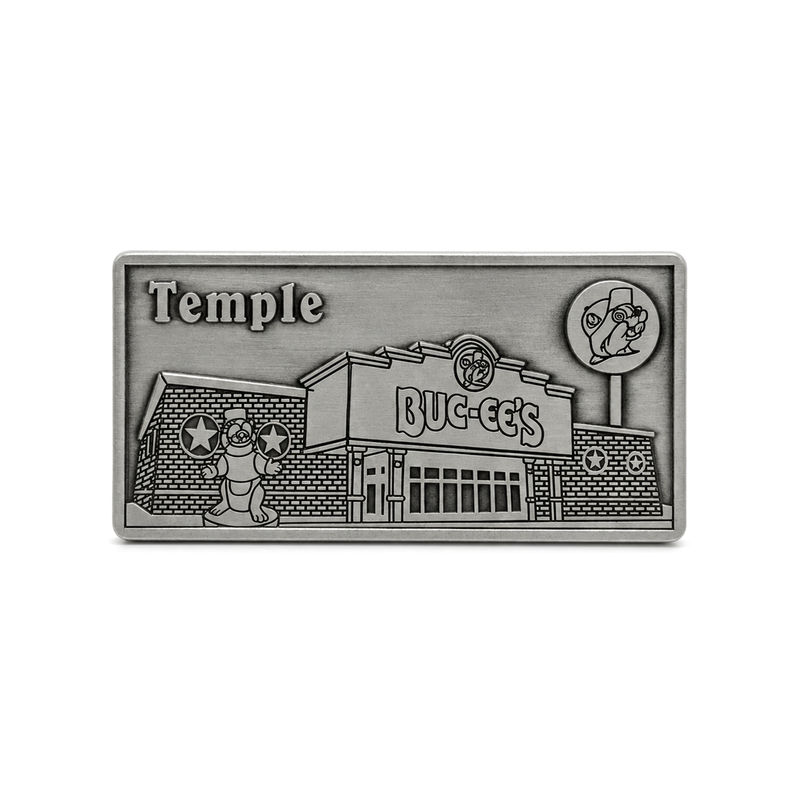 Pewter Buc-ee's Temple storefront metal magnet