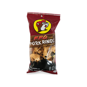 Red bag of Buc-ee's BBQ Pork Rinds