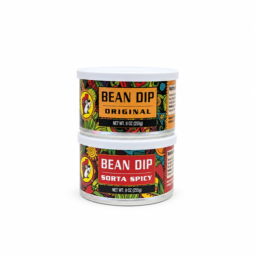 Buc-ee's Bean Dip in Original and Sorta Spicy, two 9 oz cans, a Texas favorite for dipping tortilla chips