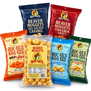Buc-ee’s Beaver Nuggets and Nug-ees snack bundle: six bags including original, caramel, cinnamon, spicy, and white cheddar, habanero corn puffs