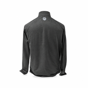 Buc-ee's black quarter-zip pullover jacket, back view with a small round beaver mascot logo below the collar
