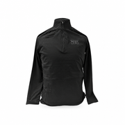 Buc-ee's black quarter-zip pullover jacket with stand-up collar, raglan sleeves, and EST 1982 chest logo